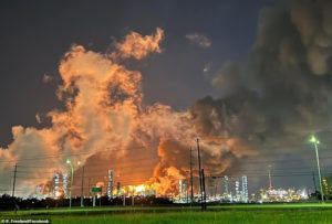 Huge Exxon Mobil Fire In Houston, Texas
