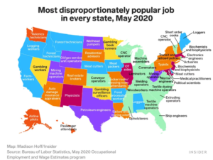 Most Disproportionately Popular Job In Every State