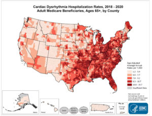 If you might know why the AFib rate is so low and high in these areas, please comment – Ed.
